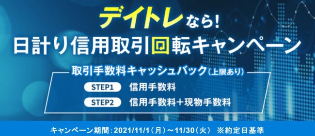 デイトレなら!日計り信用取引回転キャンペーン