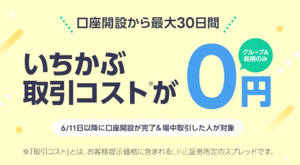 口座開設から最大30日間いちかぶコストが0円!