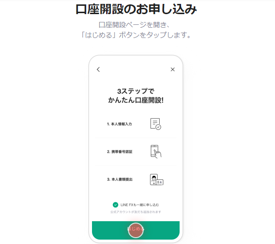 LINE-FXの口座開設ページ