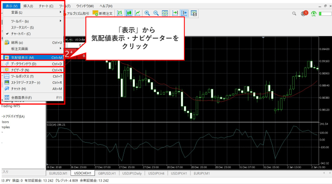 気配値・ナビゲーターを表示する