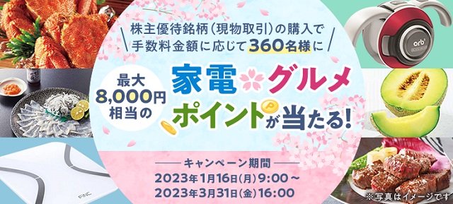 楽天証券【国内株式】春の株主優待銘柄買付応援キャンペーン