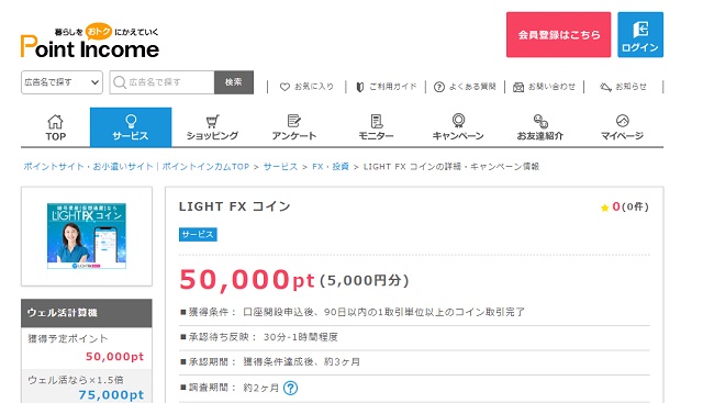 LIGHT FX コイン ポイントインカム